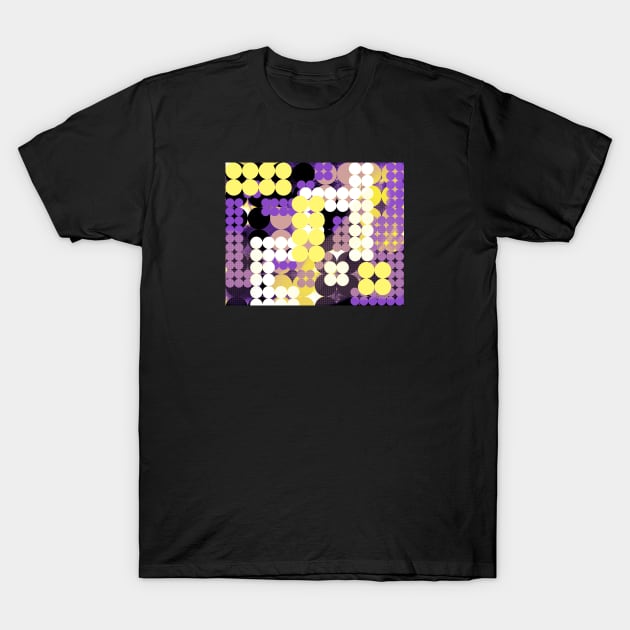 Nonbinary Pride Layered Abstract Circle Grids T-Shirt by VernenInk